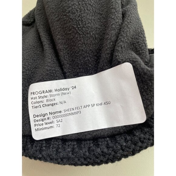 Zephyr K State Wildcats Beanie OS Cable Knit Black with Gray Faux Fur Pompom NEW - Picture 4 of 6